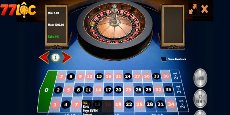 Giao diện sống động và trực quan tại Roulette 77loc